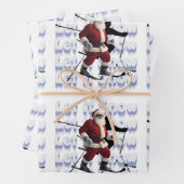 Grappig Schattige Santa on ski's Laat het sneeuwci Inpakpapier Vel (In situ)
