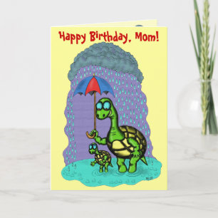 Grappig schattige schildpadden Happy Birthday, mam Kaart