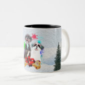 Grappig Schattige Shih Tzu Hondenkerst Tweekleurige Koffiemok (Voorkant rechts)