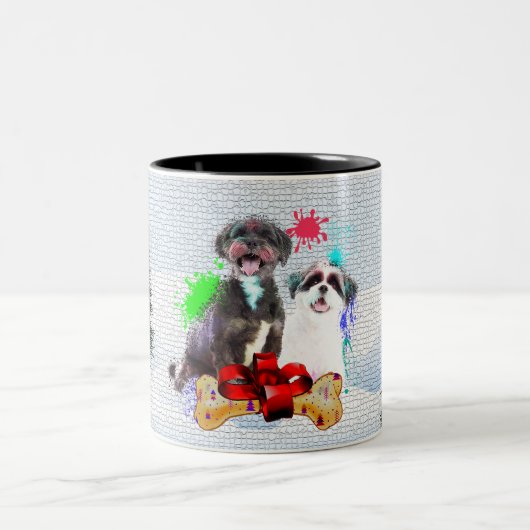 Grappig Schattige Shih Tzu Hondenkerst Tweekleurige Koffiemok (Center)