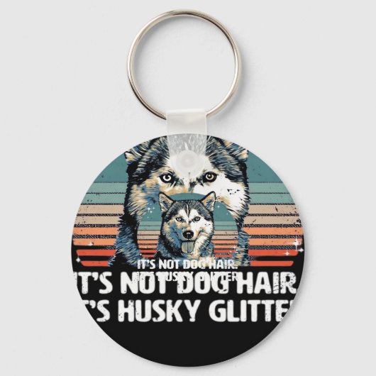 Grappig & Schattige Siberische Husky Dog Glitter C Sleutelhanger (Voorkant)