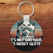 Grappig & Schattige Siberische Husky Dog Glitter C Sleutelhanger (Voorkant)