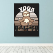 Grappig schattige sloep met yoga. canvas afdruk (Insitu (Houten vloer))