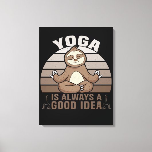 Grappig schattige sloep met yoga. canvas afdruk (Voorkant)