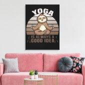 Grappig schattige sloep met yoga. canvas afdruk (Insitu (Woonkamer))