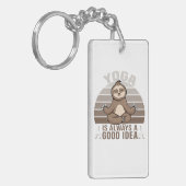 Grappig schattige sloep met yoga. sleutelhanger (Voorkant Links)