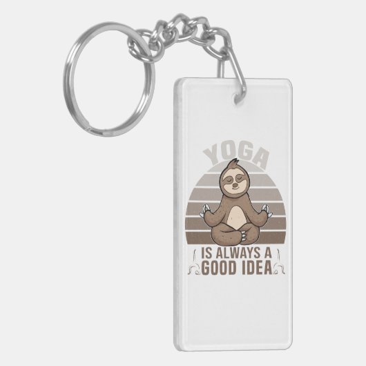 Grappig schattige sloep met yoga. sleutelhanger (Voorkant Links)