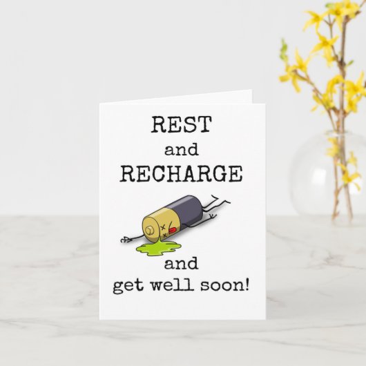 Grappig, Schattige, snel beter worden Kaart (Gele Bloem)