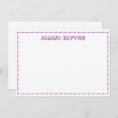 Grappig Schattige Speels Meisje Paarse Border Note Notitiekaartje (Voorkant / Achterkant)