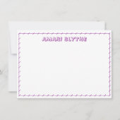 Grappig Schattige Speels Meisje Paarse Border Note Notitiekaartje (Voorkant)