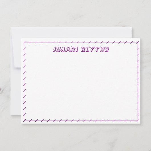 Grappig Schattige Speels Meisje Paarse Border Note Notitiekaartje (Voorkant)