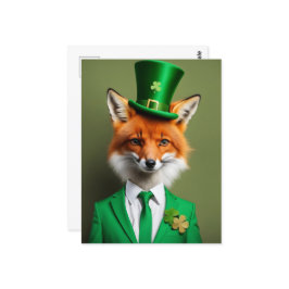 Grappig Schattige St. Patricks Day Fox Briefkaart
