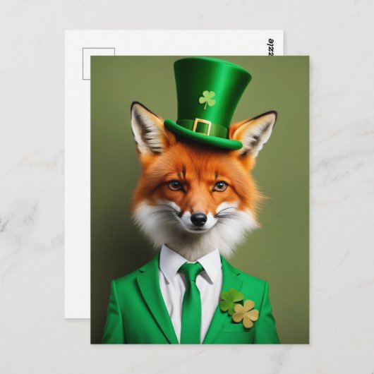 Grappig Schattige St. Patricks Day Fox Briefkaart (Voorkant / Achterkant)