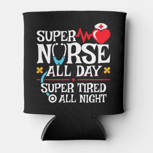 Grappig Schattige super vermoeide verpleegster dag Blikjeskoeler (Voorkant)
