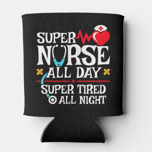 Grappig Schattige super vermoeide verpleegster dag Blikjeskoeler (Achterkant)