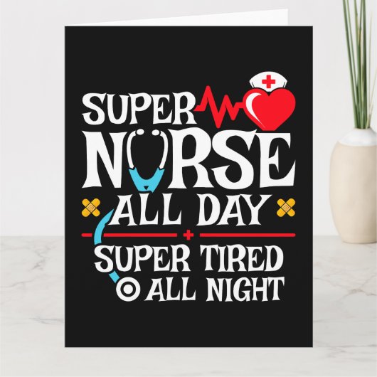 Grappig Schattige super vermoeide verpleegster dag Kaart (Voorkant)