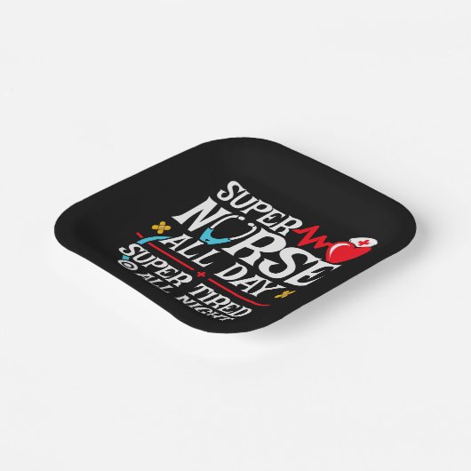 Grappig Schattige super vermoeide verpleegster dag Papieren Bordje (Gebogen)