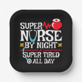 Grappig Schattige super vermoeide verpleegster dag Papieren Bordje (Voorkant)