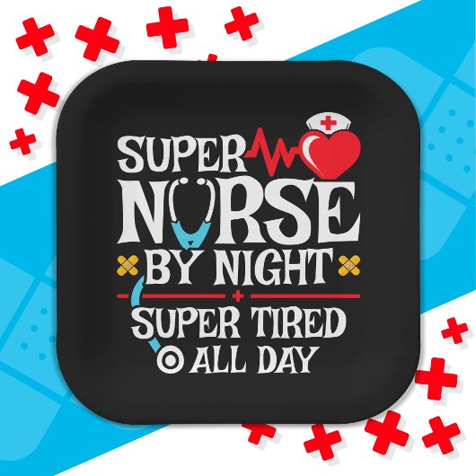 Grappig Schattige super vermoeide verpleegster dag Papieren Bordje