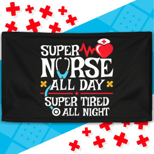 Grappig Schattige super vermoeide verpleegster dag Spandoek