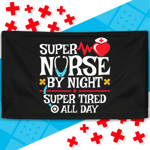 Grappig Schattige super vermoeide verpleegster dag Spandoek