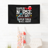 Grappig Schattige super vermoeide verpleegster dag Spandoek (Insitu)