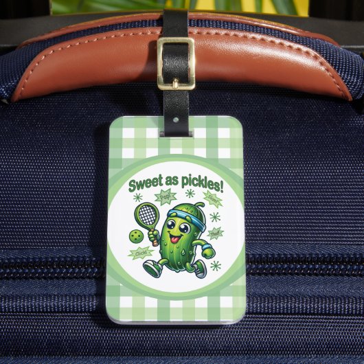 Grappig Schattige Sweet als Pickles Pickleball Bagagelabel (Voorkant Insitu 2)