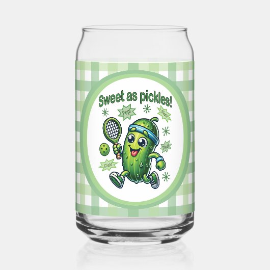 Grappig Schattige Sweet als Pickles Pickleball Blikvorm Glas (Achterkant)