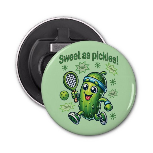 Grappig Schattige Sweet als Pickles Pickleball Button Flesopener (Voorkant)