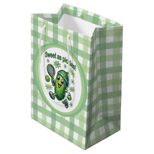 Grappig Schattige Sweet als Pickles Pickleball Medium Cadeauzakje (Achterkant Gekanteld)