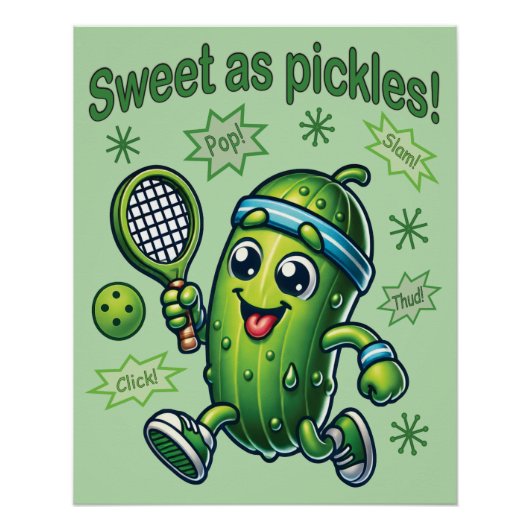 Grappig Schattige Sweet als Pickles Pickleball Perfect Poster (Voorkant)