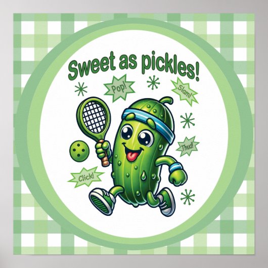 Grappig Schattige Sweet als Pickles Pickleball Poster (Voorkant)
