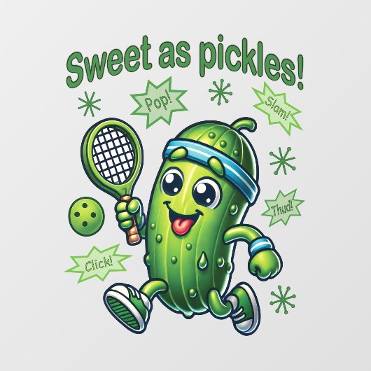 Grappig Schattige Sweet als Pickles Pickleball Raamsticker (Vel)