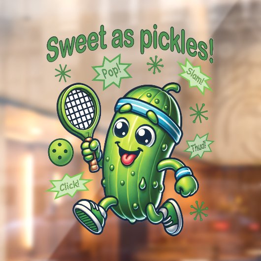Grappig Schattige Sweet als Pickles Pickleball Raamsticker (Vel 2)