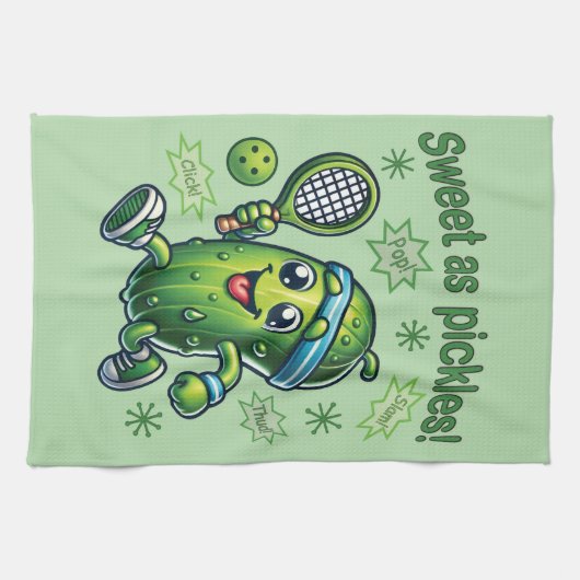 Grappig Schattige Sweet als Pickles Pickleball Theedoek (Horizontaal)