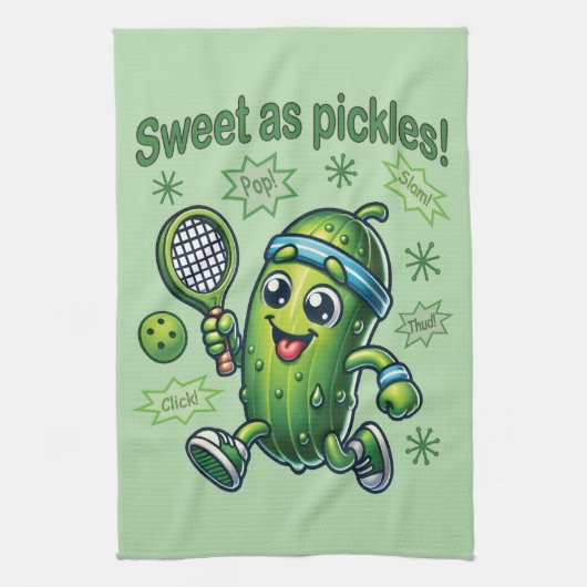 Grappig Schattige Sweet als Pickles Pickleball Theedoek (Verticaal)