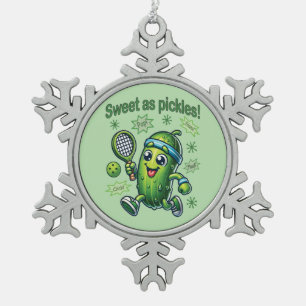 Grappig Schattige Sweet als Pickles Pickleball Tin Sneeuwvlok Ornament