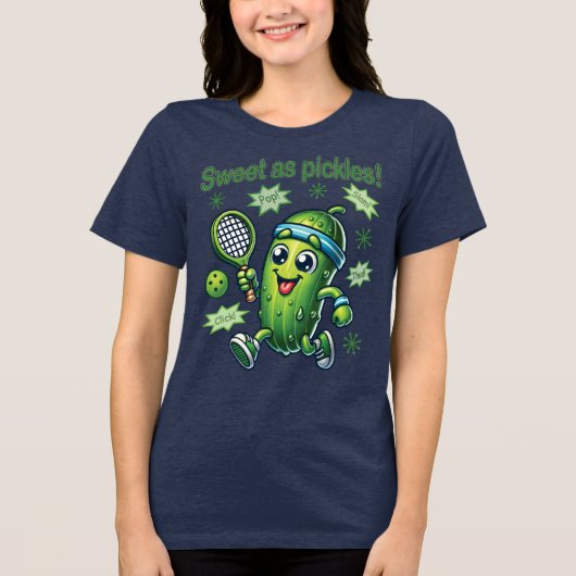 Grappig Schattige Sweet als Pickles Pickleball Tri-Blend Shirt (Voorkant)