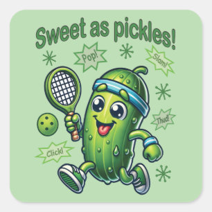 Grappig Schattige Sweet als Pickles Pickleball Vierkante Sticker