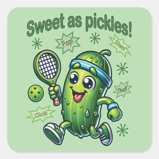 Grappig Schattige Sweet als Pickles Pickleball Vierkante Sticker (Voorkant)