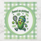 Grappig Schattige Sweet als Pickles Pickleball Wijn Etiket (Enkel label)