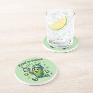 Grappig Schattige Sweet als Pickles Pickleball Zandsteen Onderzetter