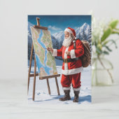 Grappig Schattige Trendy Red Merry Christmas Santa Feestdagenkaart (Staand voorkant)