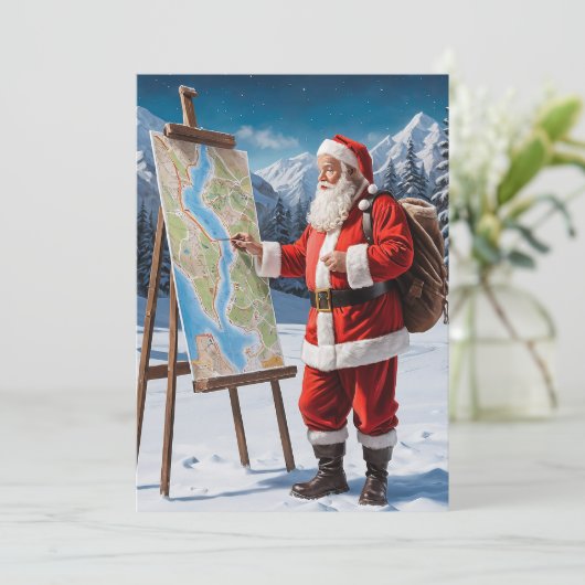 Grappig Schattige Trendy Red Merry Christmas Santa Feestdagenkaart (Staand voorkant)