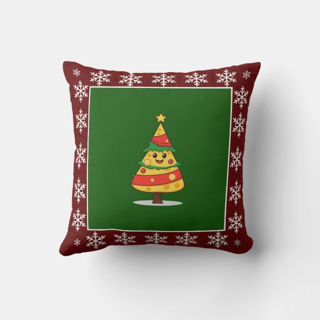 Grappig Schattige trendy stijlvolle kaas kerstboom Kussen (Achterkant)
