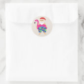 Grappig Schattige Tropical Santa Holiday Pool Floa Ronde Sticker (Tas)
