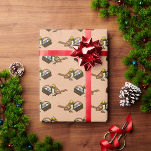 Grappig Schattige Vogel met Kleurrijke Eieren Mand Cadeaupapier