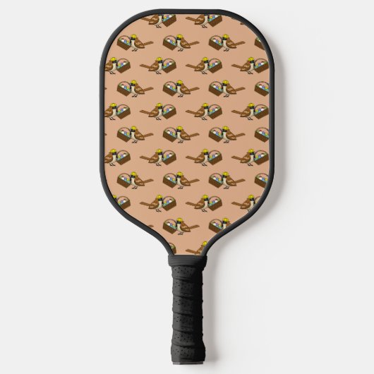 Grappig Schattige Vogel met Kleurrijke Eieren Mand Pickleball Paddle (Voorkant)