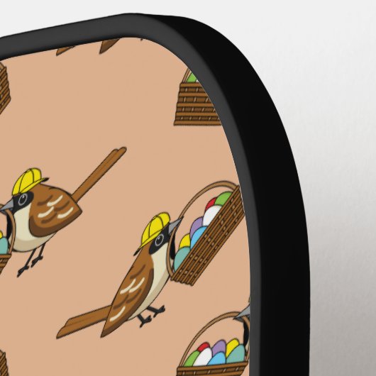 Grappig Schattige Vogel met Kleurrijke Eieren Mand Pickleball Paddle (Links Detail)