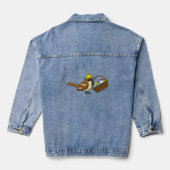 Grappig Schattige Vogel met Kleurrijke Eitenmand Denim Jacket (Achterkant)